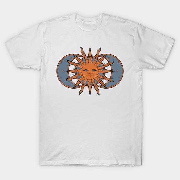 Celestial Sun and Moon and Stars T-Shirt by katieharperart